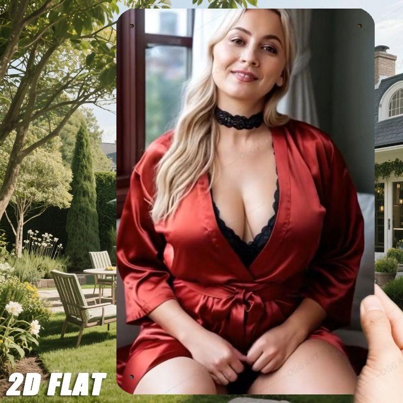 Vintage Kvinlig Silhuett Metall Logotyp för Bar & Garage