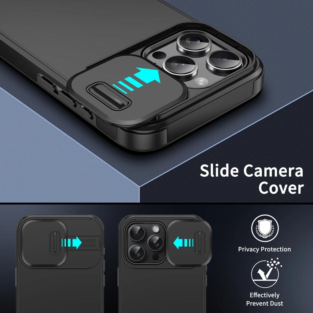 New Shockproof Phone Case For iPhone 15 14 13 12 11 16 Pro Max Plus Cover Slide Camera Protective Armor Case for iPhone 16 Pro