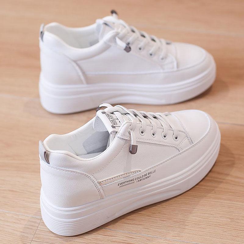 Women's Invisible Lift White Slip-On Shoes - Thick-Soled, Versatile for Spring and Autumn