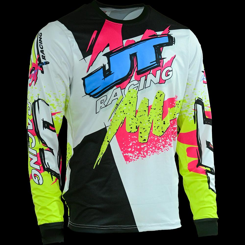 3D Print Colorful Graphic JT Racing Women's Jersey Fashion Cool Outdoor Motorcycle Riding Sports Long Sleeve T-Shirt Loose Crew Neck Top