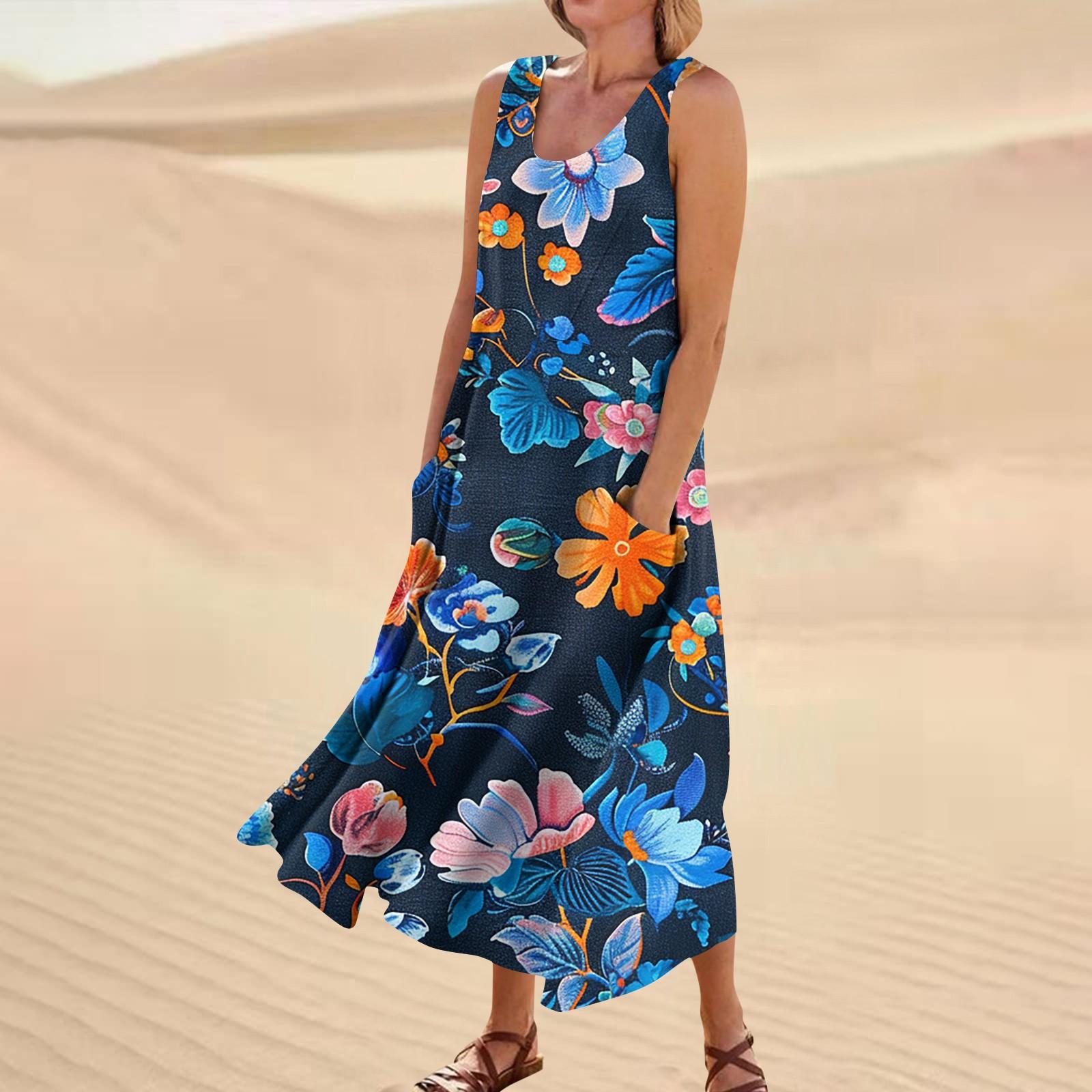 Платье без рукавов для женщин. Женское летнее повседневное модное платье без рукавов — фото 10