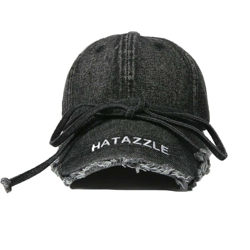 Fashion Hat Spring and Autumn American retro burr letter embroidery butterfly tied knot baseball cap niche Korean ins denim duck tongue