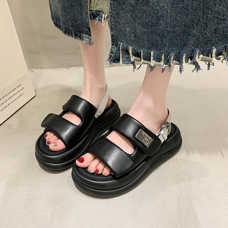 Spring and summer 2024 new platform sports sandals fashionable versatile buckle with beach shoes thin Roman shoes trend