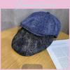 Beret For Vintage Women With Water Wash Denim And Short Brim For Daily Wear