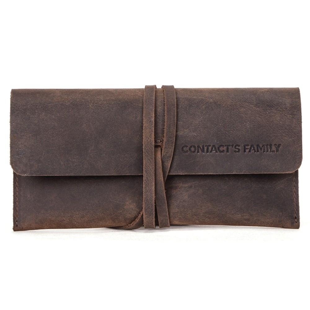 Cowhide Leather Pen Pouch Leather Stationery Organizer Retro Leather Pencil Case Office Style 1