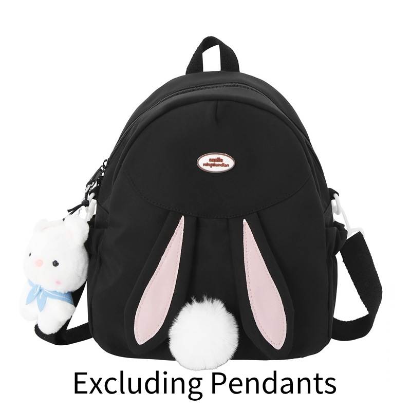 

And Single Double Shoulder Bag Crossbody Canvas Kawaii Rabbit Large Capacity чорний
