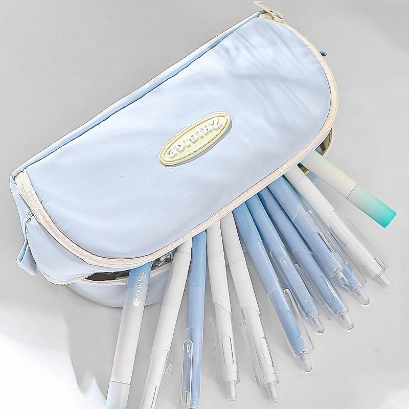 Simple Practical Large Capacity Pencil Bag Multiple Sections Storage Pencil Case School Supplies Student Stationery Gift