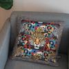 2D Jaguar Pattern With Geometric Design Pillow Cover Pattern Cushion Cover Suitable For Sofa Bedroom Car Pillow Cover
