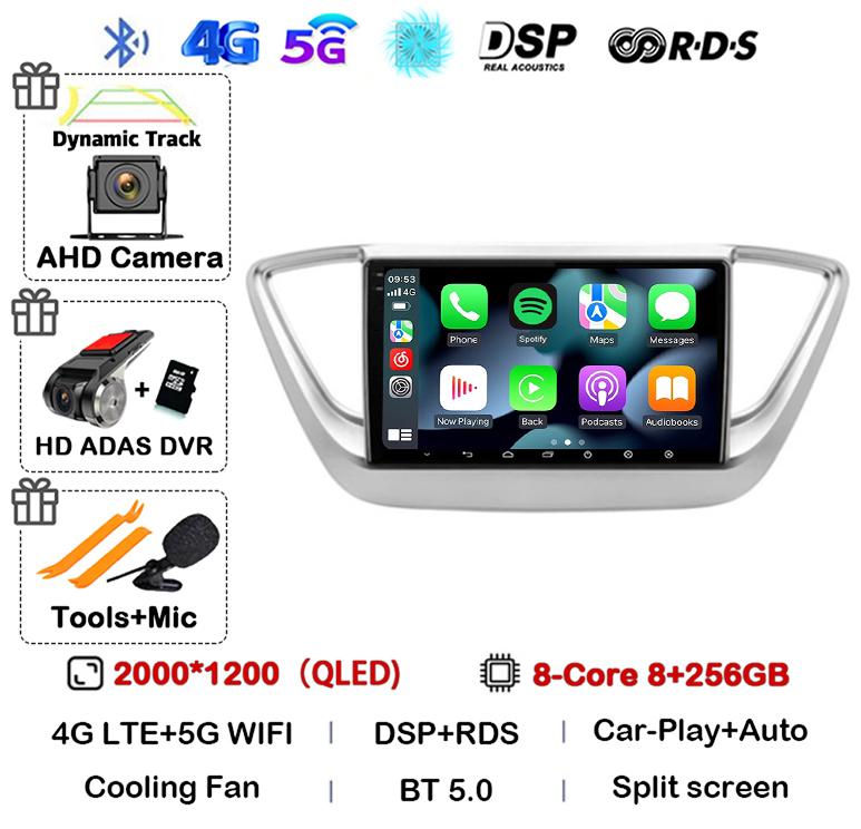 Android 14 Carplay WIFI+4G Car Radio For Hyundai Solaris 2 Verna 2016-2020 Multimedia Video Navigation Player Auto Autoraido GPS