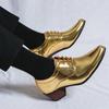 Fashion Leather Golden Oxfords Men Footwear  Pointed Toe Male Comfortable Casual Shoe Breathable High Quality Business Shoes Male Shoes