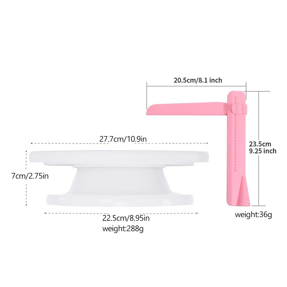 11 Inch Cake Turntable Rotating Decorating Stand With Adjustable Icing Scraper Plastic Cake Spinner Baking Supplies