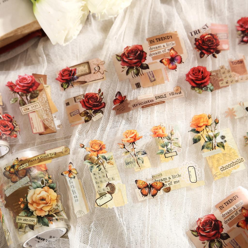1pcs/1lot Decorative Adhesive Tapes Rosy Ramblings Junk Journal DIY Paper Japanese Masking Scrapbooking Stickers