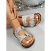 Women S Flat Beach Slippers With Double Buckle Large Size Casual Summer