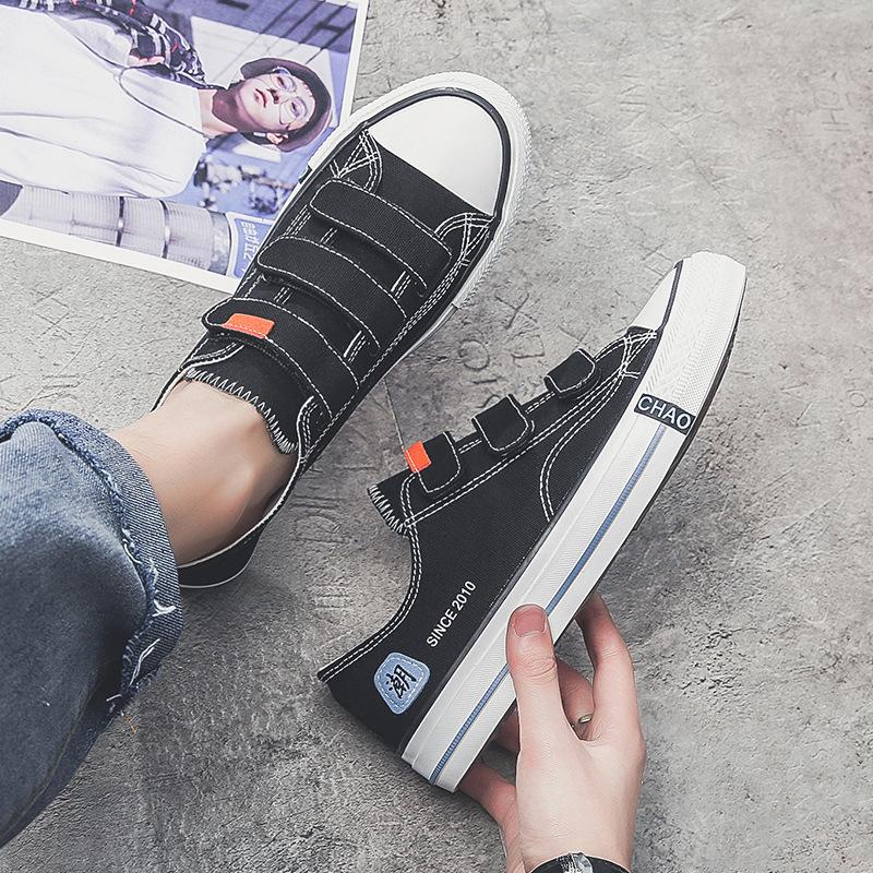 Canvas shoes low top 22 new spring cloth shoes Hong Kong style student flat buckle tide A11