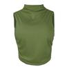 Women's Solid Color Semi-high-neck Sleeveless Vest Pleated  Top T-shirt