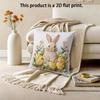 Easter Bunny Chicks Pillow Cover Faux Embroidery 2D Print Floral Spring Decor Soft Cozy For Sofa Bed Living Room Gifts