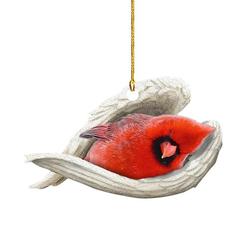 Acrylic Red Charming Bird Vehicle Hanging Decoration Fun Holiday Ornament For Car 78