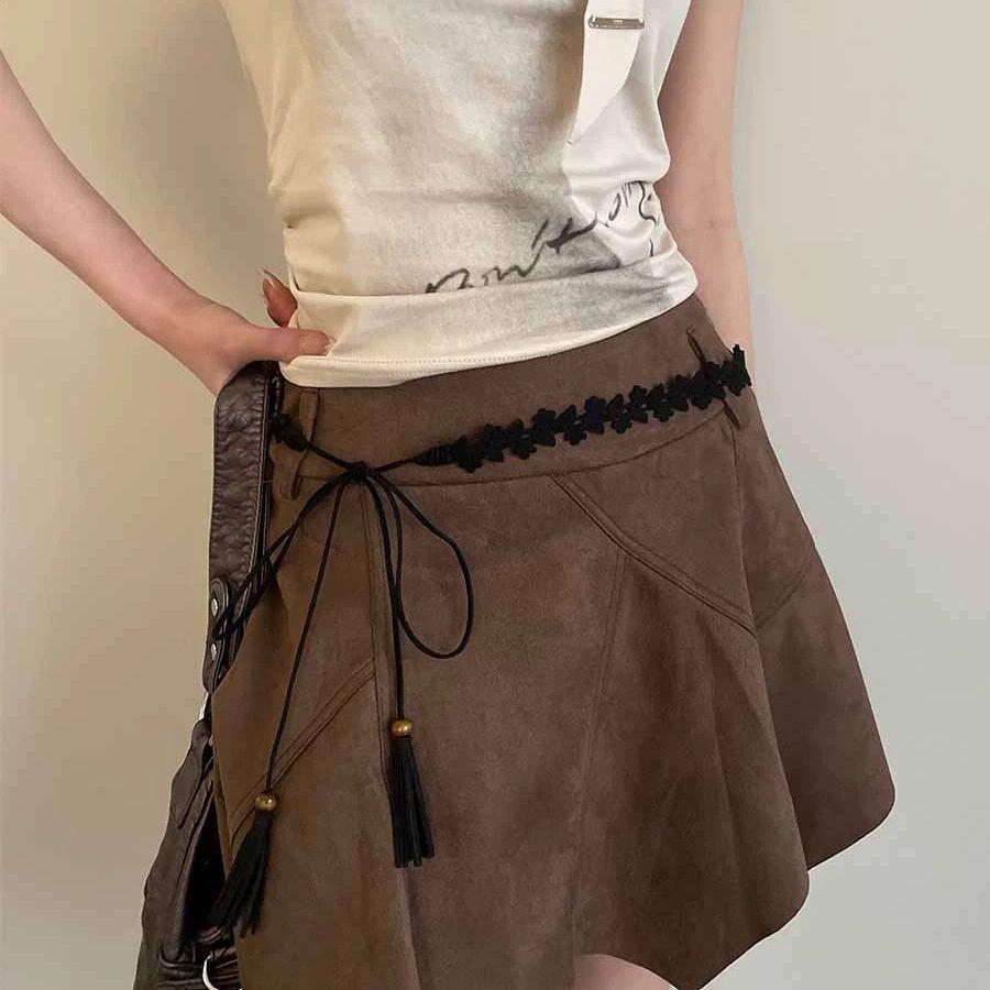 Sweet Woven Flower Waist Chain Dresses Female National Style New Dress Design Sense All-match Belt Skirt Rope Ins Korean Fashion