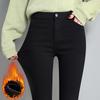 Hohe schwarze Leggings mit Fleece-Futter: Eng anliegender Bleistiftstil für Damen für Frühling & Sommer 2026