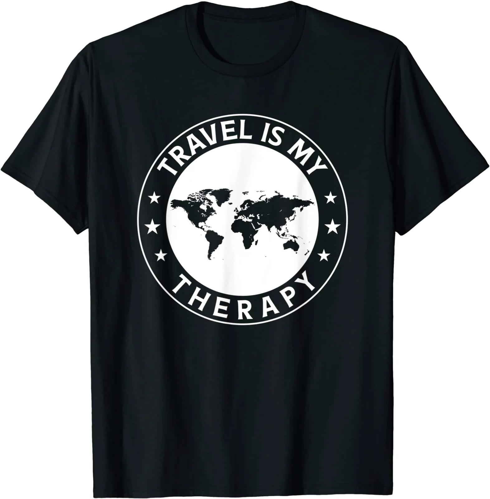 Travel is my Therapy Travel Vacation Gift Travel Lovers T-Shirt S-3XL For Men 100% cotton short sleeve tees S