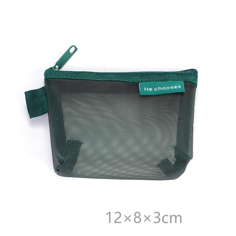 Small Nylon Portable Three-dimensional Triangle Mesh Coin Bags Purses Keys Earphone Makeup Toiletry Visible Charger Storage Bag