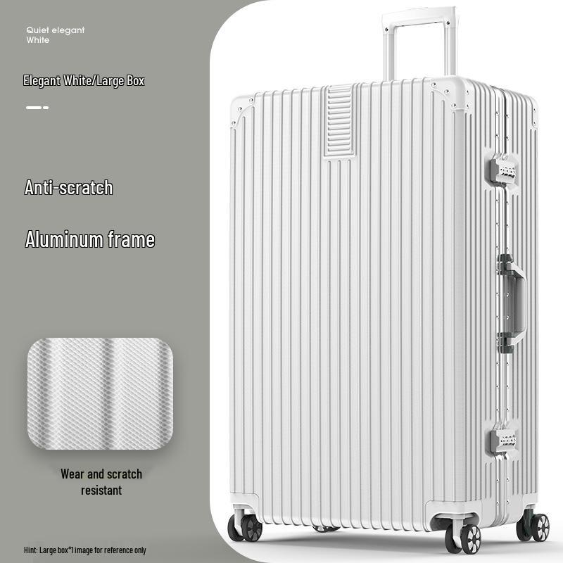 32-Inch Large Capacity Trolley Suitcase with Universal Wheels - Durable Leather Design for Men and Women