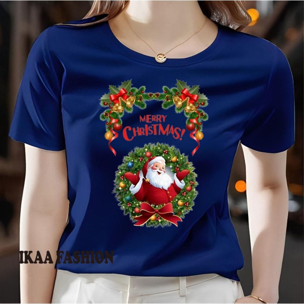 

Женская футболка Футболка Санта Клаус Цветочная композиция 6XL