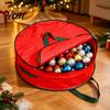 Stackable Storage Solution Round Garland Bag with Reinforced Handles, Waterproof PE Fabric Durable Dustproof Organizer, Zipper Closure Foldable Space