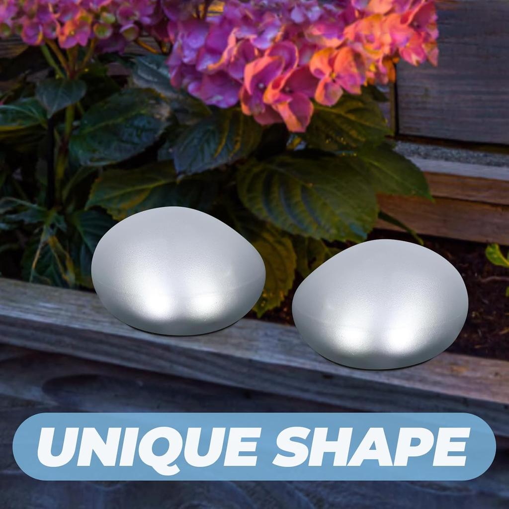 Gadpiparty Solar Garden Lights Outdoor Glow Cobblestone Shaped Lamp Garden Decor Light Waterproof Landscape Night Lights for Lawn Patio Path White