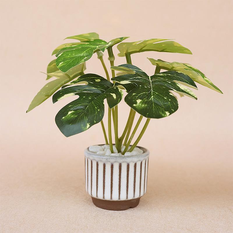 1/12 Dollhouse Mini Simulation Monstera Potted Model Dollhouse Green Plant Decoration Dolls House Living Decor Accessories