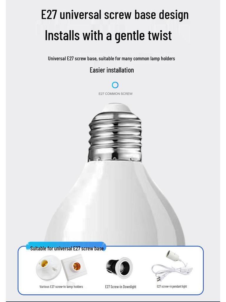 E27 Light Bulb Surveillance Camera: 360° HD WiFi, Night Vision, 5G