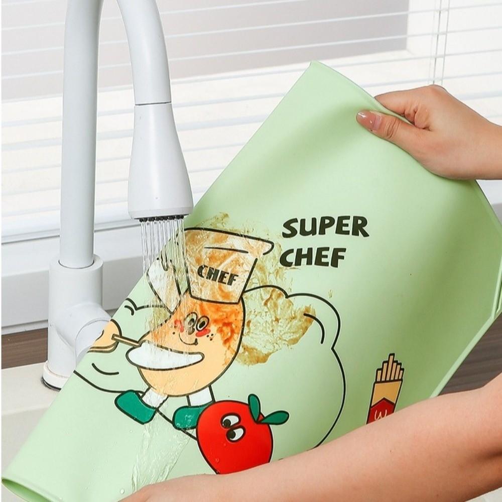Durable Cartoon Silicone Place Mat Anti-Slip Oil Proof Drainer Mat Waterproof Heat Resistance Dish Drying Mat Kitchen