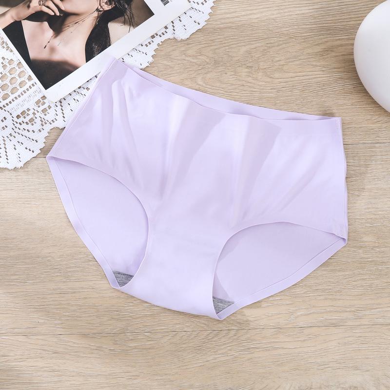 Women's Seamless Ice Silk Mid-Waist Breathable Panties - Sexy One-Piece Triangle Design