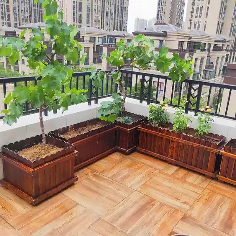 Woer Garden Rectangular Anti-Corrosion Solid Wood Planter Box