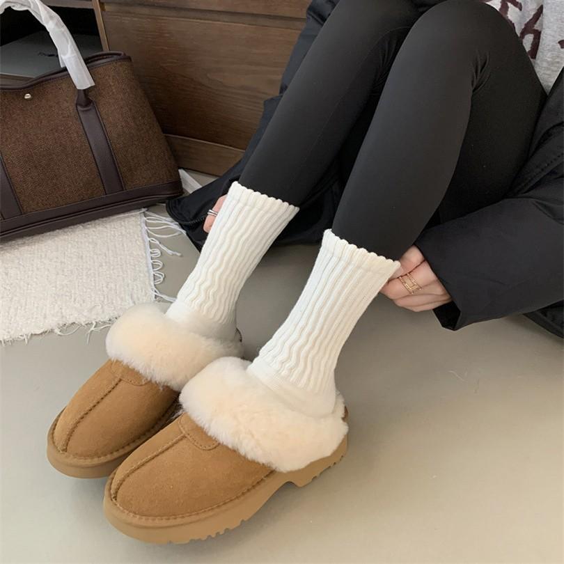 Slippers Women's Outer Wear 2025 New Winter Fur Integrated Thick-soled Bag Head Fluffy Slippers Plush Snow Boots Cotton Shoes