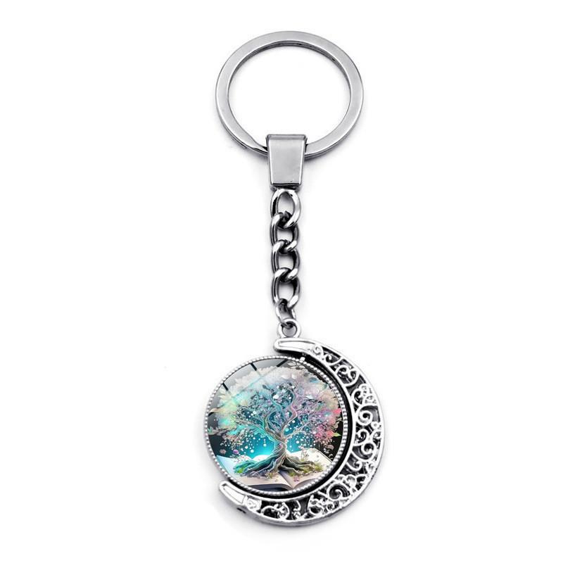 Distinctive Keychain Of With Doublesided Rotating Moon Charm