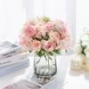 1/5PCS Artificial Flower 4 Bunches Silk Peony Hydrangea Festival Wreath Decor Vase Home Room Garden Wedding Wreath Bouquet Props