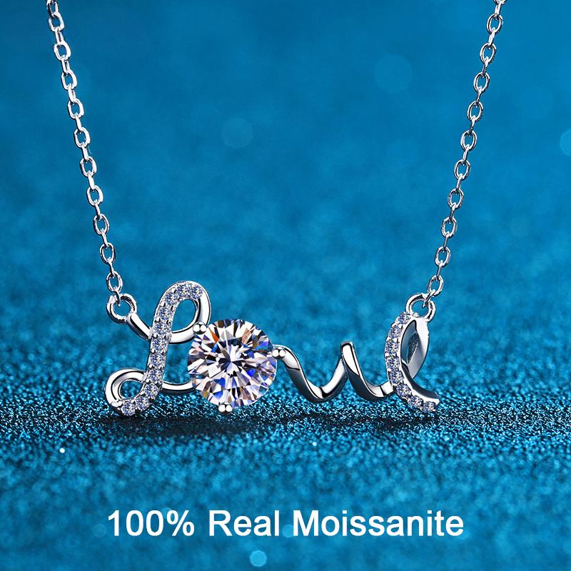 Collana con ciondolo Moissanite 1CT Lab Diamond Forever Love per donne e ragazze Anniversario Nozze Natale Regalo Gioielli