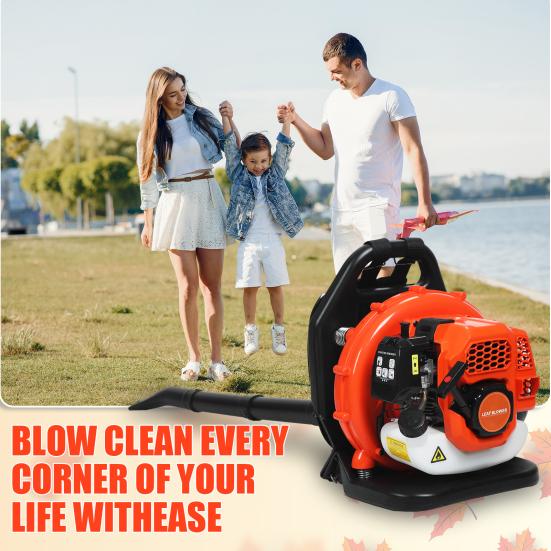 52CC Gas Backpack Leaf Blower, 2-Stroke Engine 550CFM Commercial-Grade Dust Blower, Patio Cleaning Lawn Care Yard Work Landscaping Snow Removal