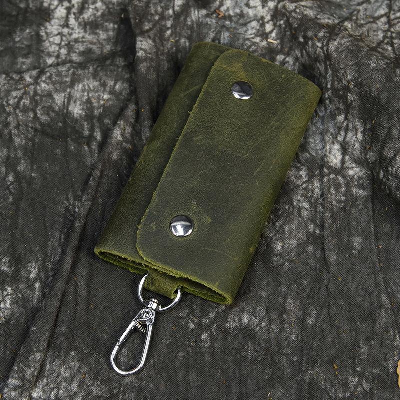 Leather Key Bag, Crazy Horse Leather Keychain, First Layer Cowhide Multi-Color Men'S Waist Hanging Car Multi-Function Keychain