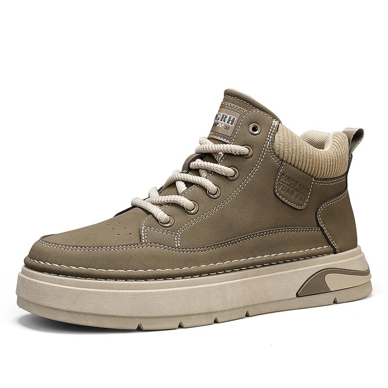 

Trendy and Versatile Thick-soled Casual Sneakers Men s Winter Fce Lined Boots Retro Workwear Oes Warm Cotton Yellow Comfortable 39