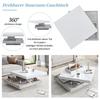 Couchtisch quadratische Drehbarer Moderner verstecktem Ablagefach, kreativer Sofatisch Kaffeetisch Mitteltisch Home Office, Weiß & Marmor