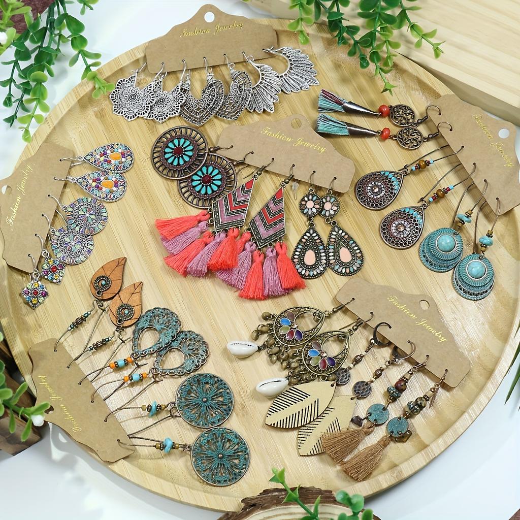 18 Pairs Drop Dangle Earrings Vintage Boho Trendy Zircon Funky Cheap Statement Earrings Set for Women Girls Gifts