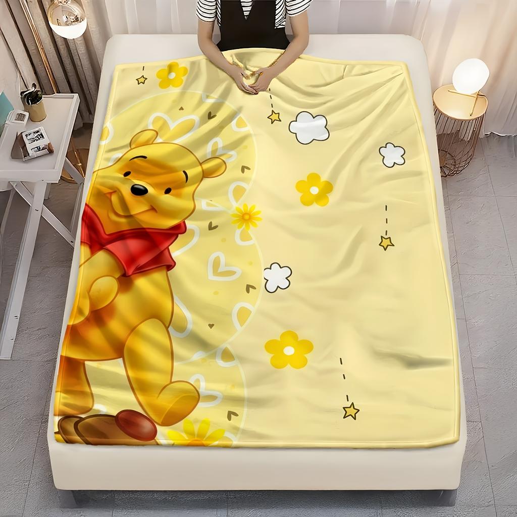1pc Disney Winnie the Pooh Blanket - Soft Flannel 2D Print, Ideal for Cozy Home Decor & Camping, All-Season Gift for Kids & Fami