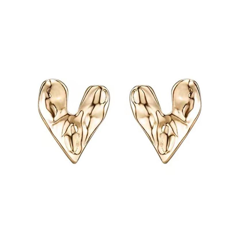 Elegant And Simple Gold Heart Shape Earrings For Women Trendy Jewelry Fashion