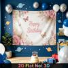 Party Backdrop Happy Birthday Birthday Floral Butterfly Pink Photo Booth Background Front Door Decor