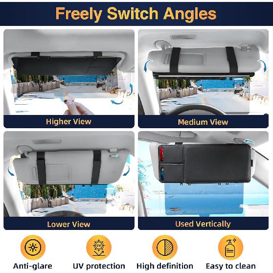 Polarized Sun Visor For Car With Registration And Urance Holder, Upgrade Sun Visor Extender With Registration Holder, Car Visor Extender Sun Blocker