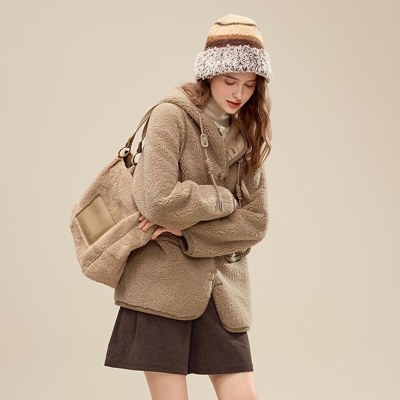 Betu Women's 2025 Winter Hooded Webbing Trim Jacket