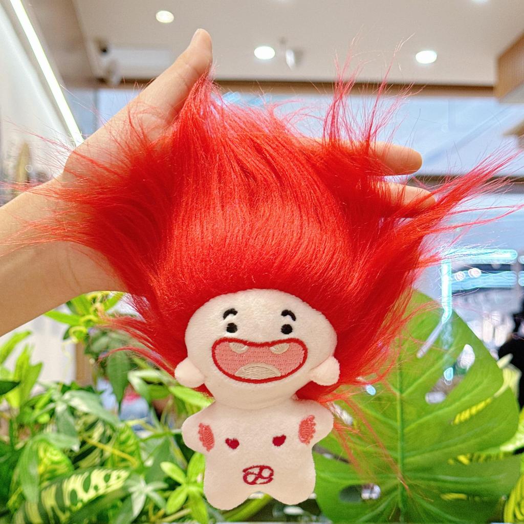 Uroczy breloczek bawełniany lalka z brakującym zębem - Kreatywna pluszowa zabawka i dekoracja plecaka