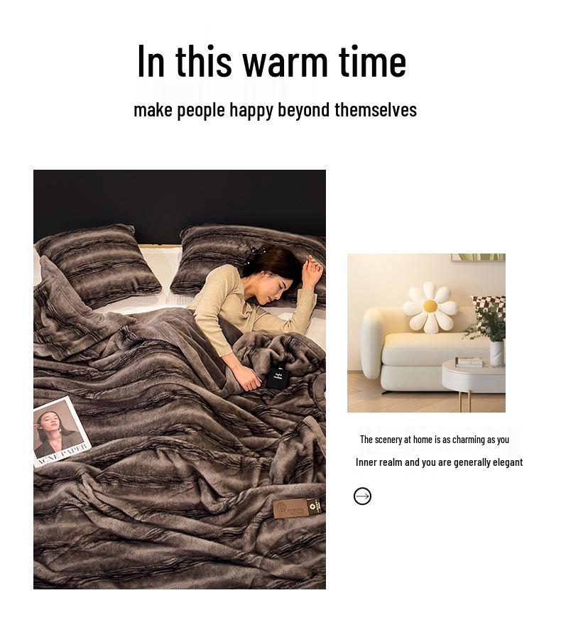 2025 Herbst/Winter Luxus Goldene Nerzdecke - Doppelseitig Dick Sofaüberwurf und Quiltkern für Nickerchen